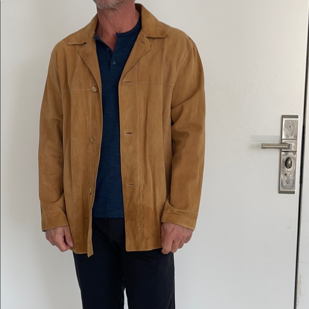 Andrew Mark Tan Leather Shirt Jacket